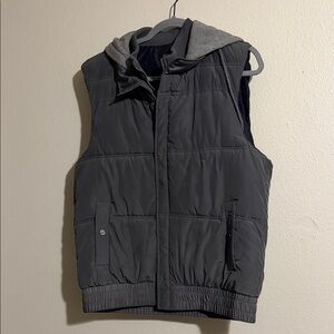 Gray Hooded Puffer Vest
